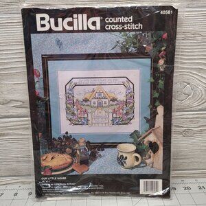 Bucilla Counted Cross-Stitch Kit Our Little House 40581 New Home Personalize Vtg